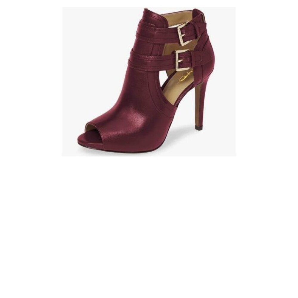 XYD Women Peep Toe Ankle Bootie High Heels Buckled Double Straps Cutout Fashion